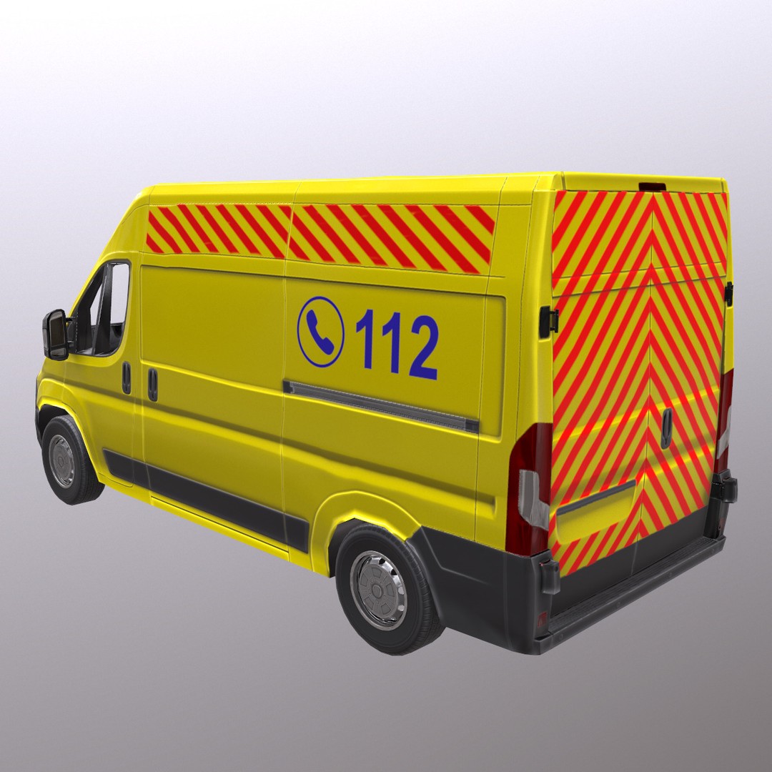 Rettungswagen 3D Model – Low Poly German Ambulance, Game Ready, FBX - View 7