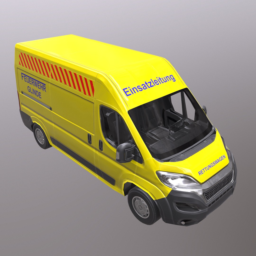 Rettungswagen 3D Model – Low Poly German Ambulance, Game Ready, FBX - View 8