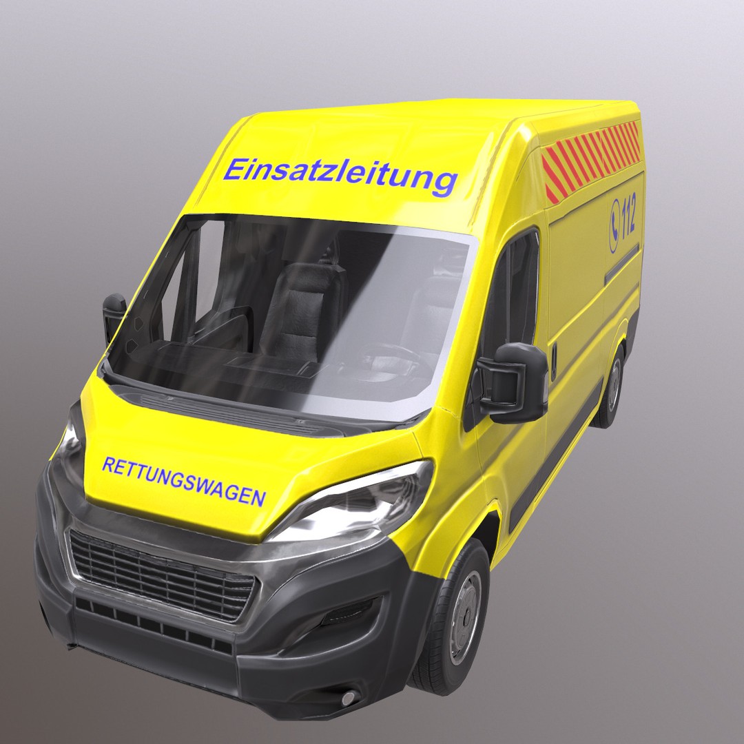 Rettungswagen 3D Model – Low Poly German Ambulance, Game Ready, FBX - View 9