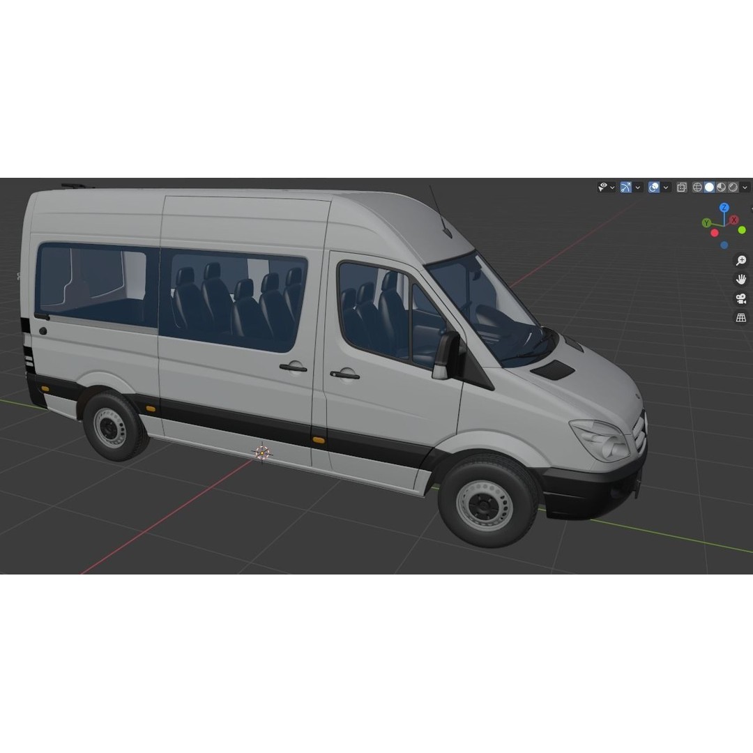 Mercedes-Benz Sprinter L2H2 3D Model – High Poly Minibus, FBX, OBJ