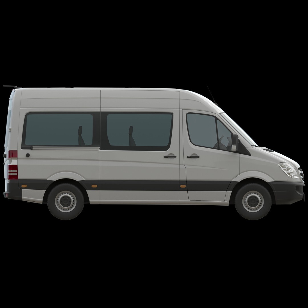 Mercedes-Benz Sprinter L2H2 3D Model – High Poly Minibus, FBX, OBJ - View 11