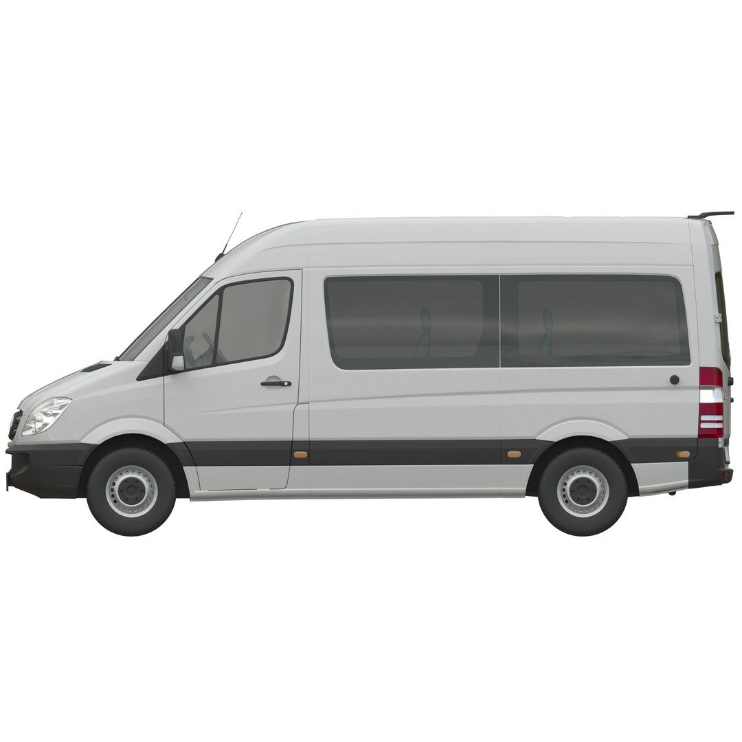 Mercedes-Benz Sprinter L2H2 3D Model – High Poly Minibus, FBX, OBJ - View 12