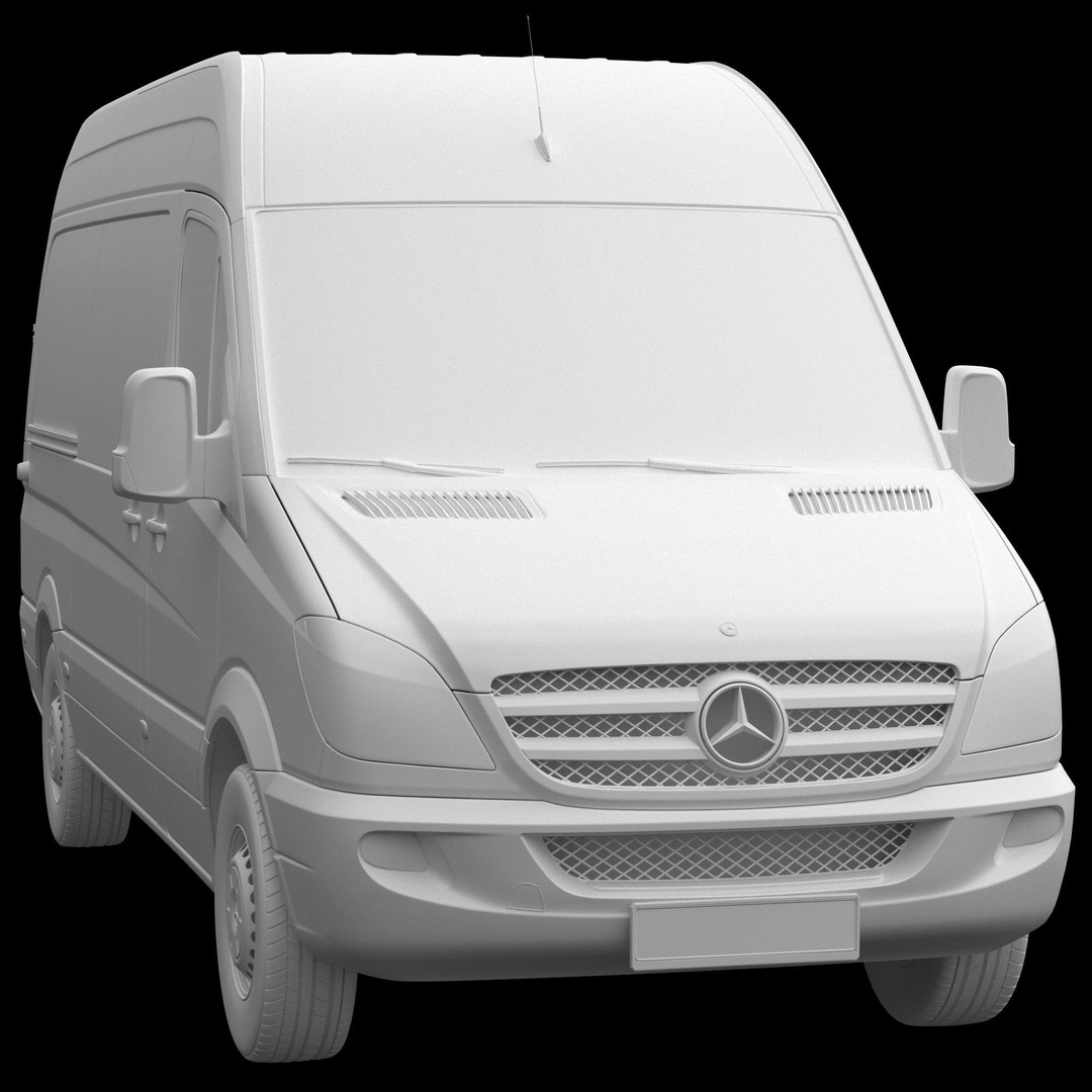 Mercedes-Benz Sprinter L2H2 3D Model – High Poly Minibus, FBX, OBJ - View 14