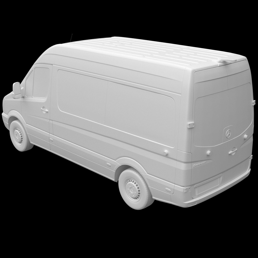 Mercedes-Benz Sprinter L2H2 3D Model – High Poly Minibus, FBX, OBJ - View 15