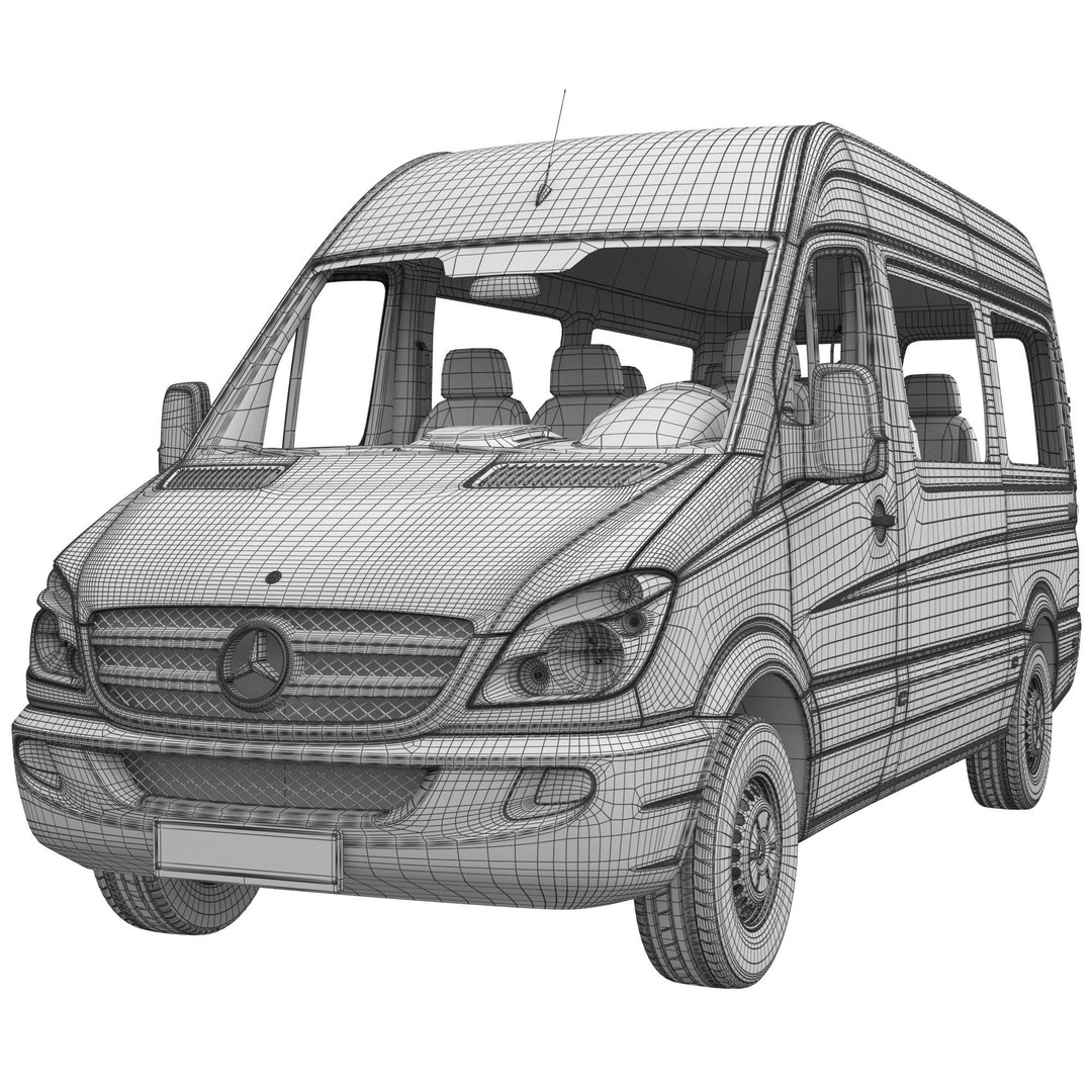 Mercedes-Benz Sprinter L2H2 3D Model – High Poly Minibus, FBX, OBJ - View 17
