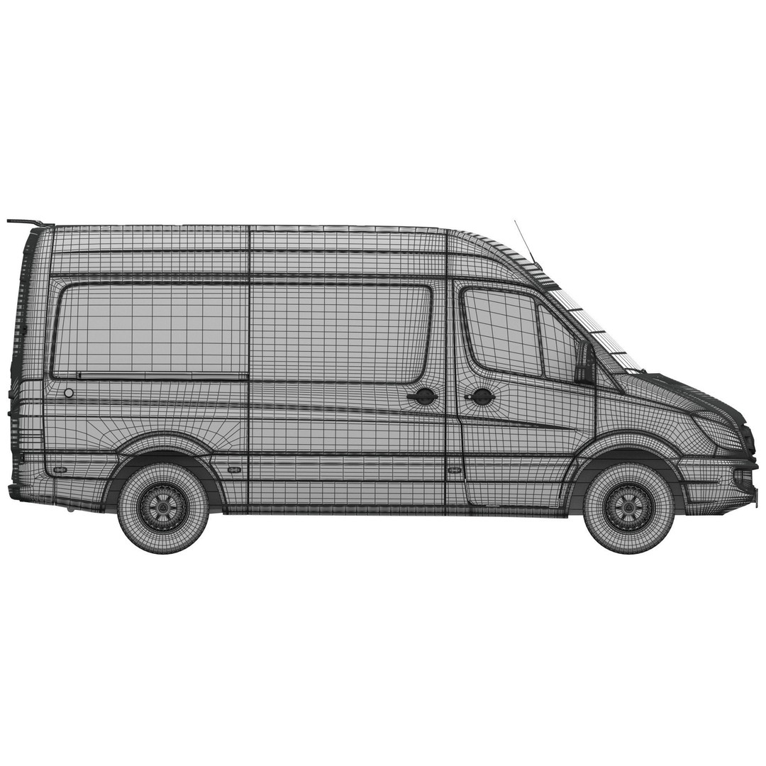 Mercedes-Benz Sprinter L2H2 3D Model – High Poly Minibus, FBX, OBJ - View 20
