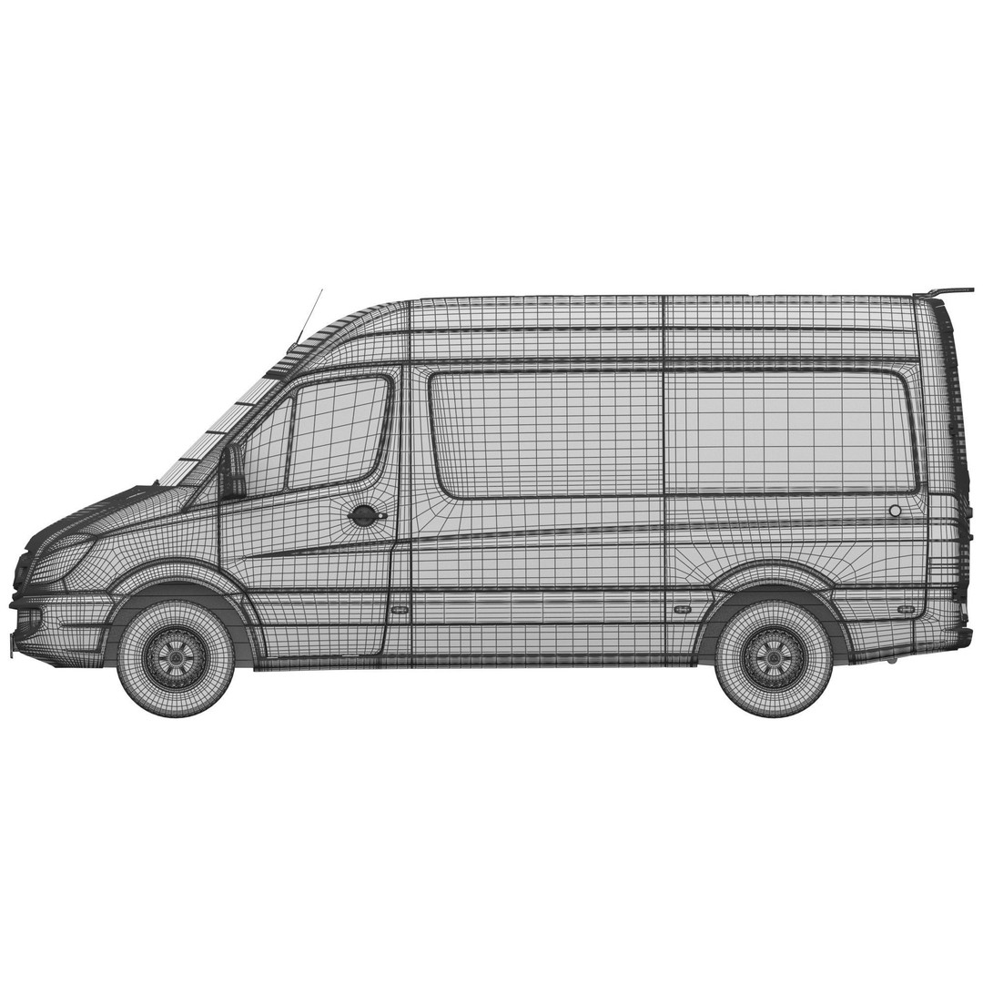 Mercedes-Benz Sprinter L2H2 3D Model – High Poly Minibus, FBX, OBJ - View 21