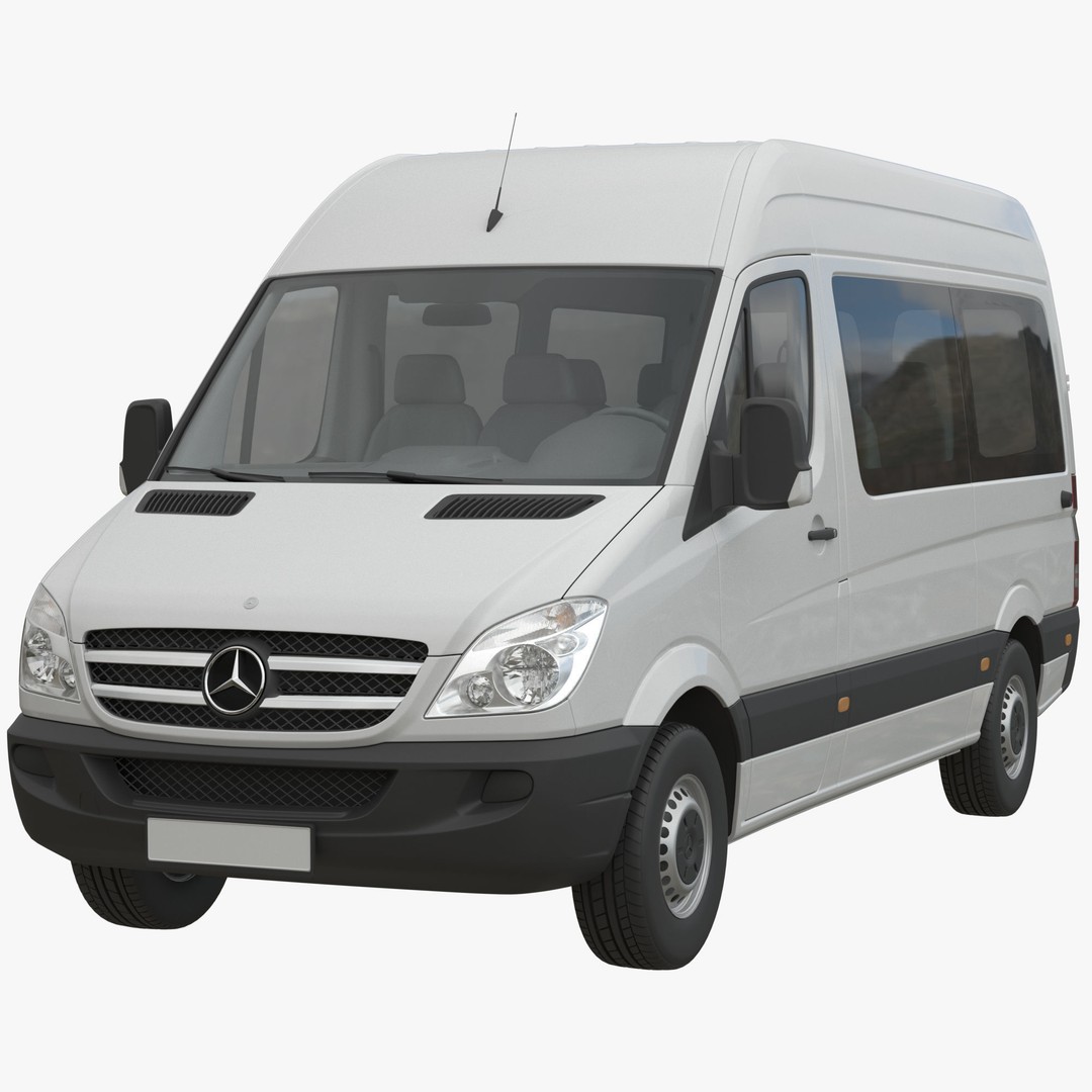 Mercedes-Benz Sprinter L2H2 3D Model – High Poly Minibus, FBX, OBJ - View 3
