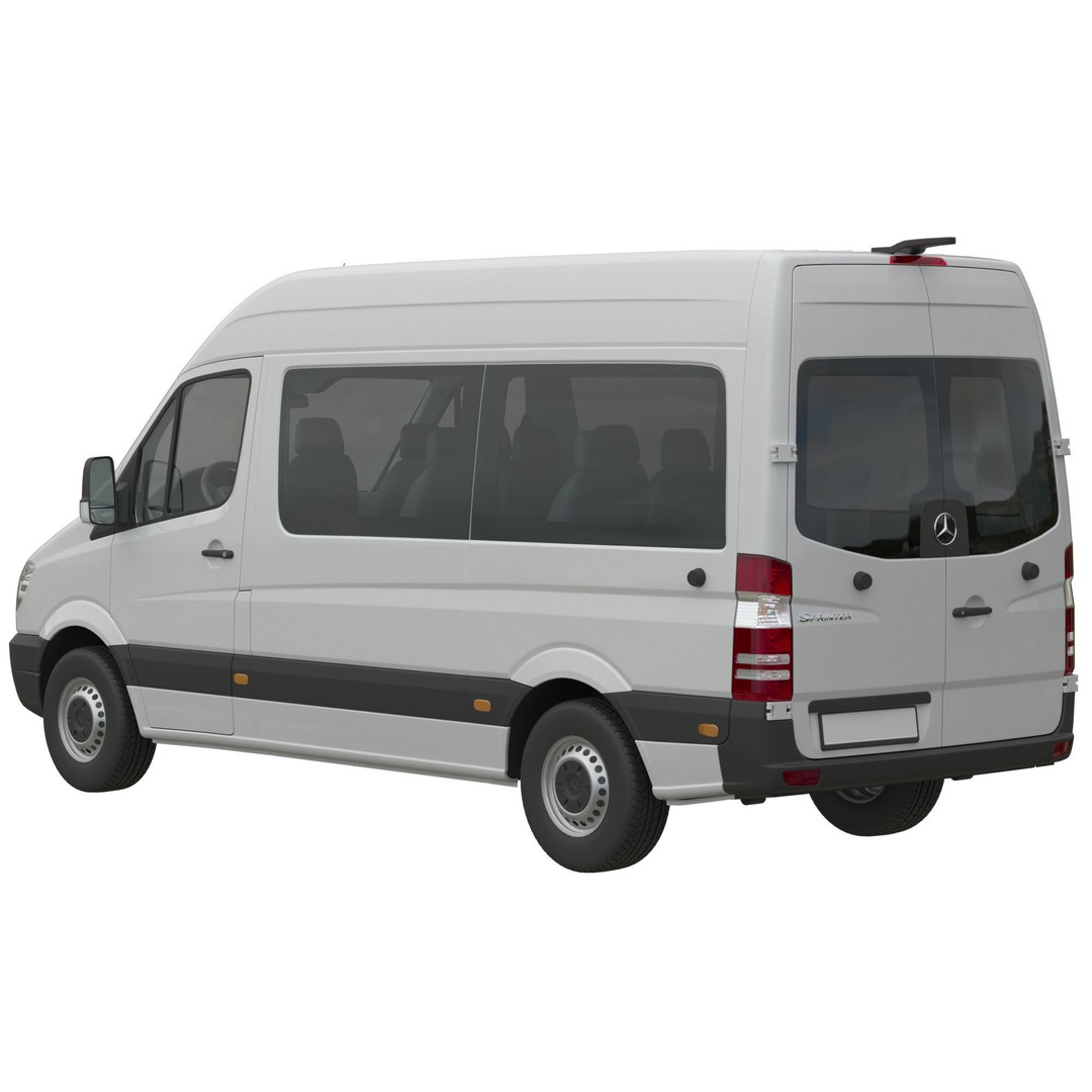 Mercedes-Benz Sprinter L2H2 3D Model – High Poly Minibus, FBX, OBJ - View 4