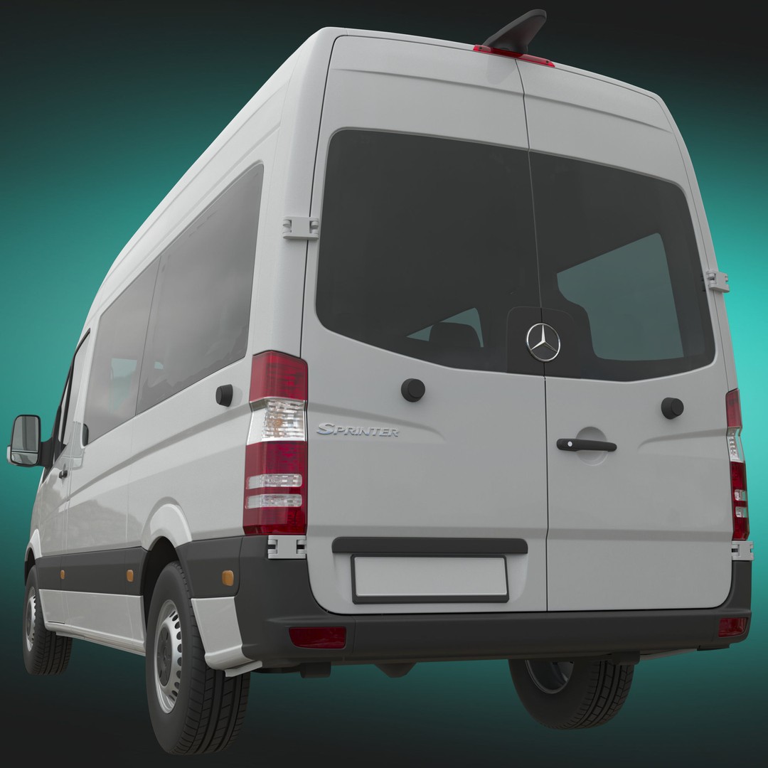 Mercedes-Benz Sprinter L2H2 3D Model – High Poly Minibus, FBX, OBJ - View 5