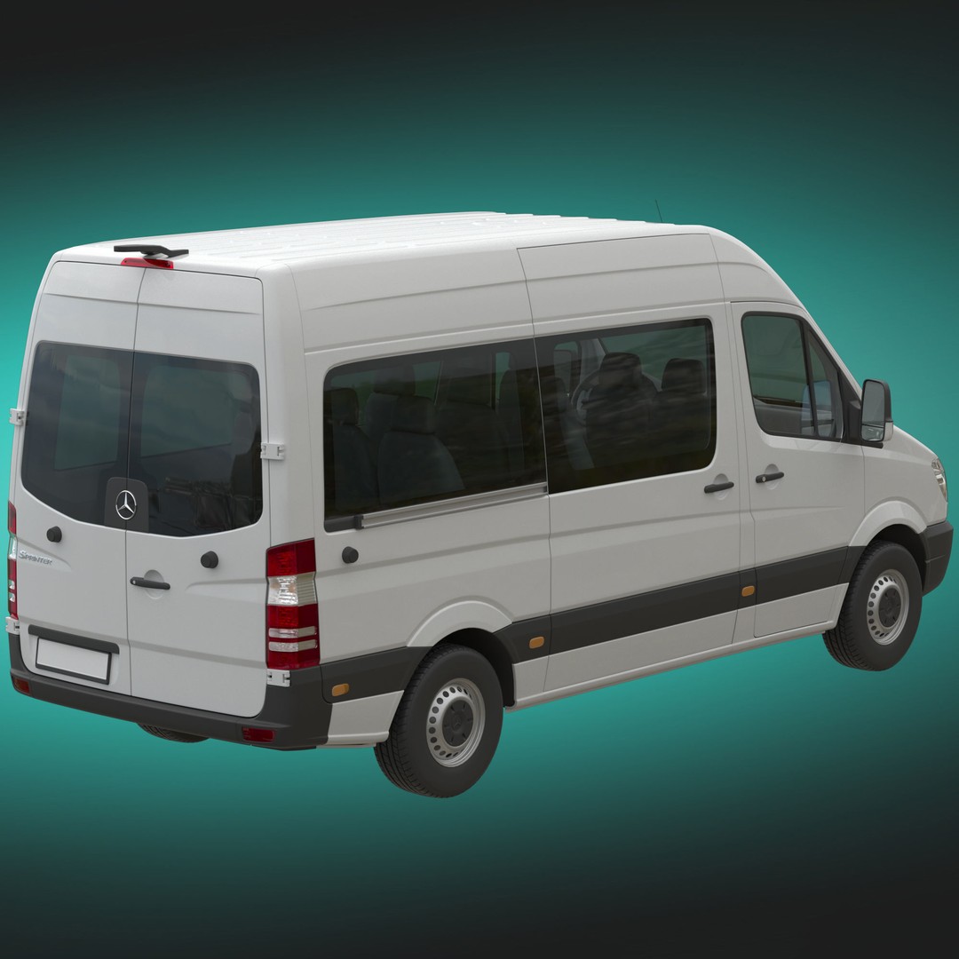 Mercedes-Benz Sprinter L2H2 3D Model – High Poly Minibus, FBX, OBJ - View 6