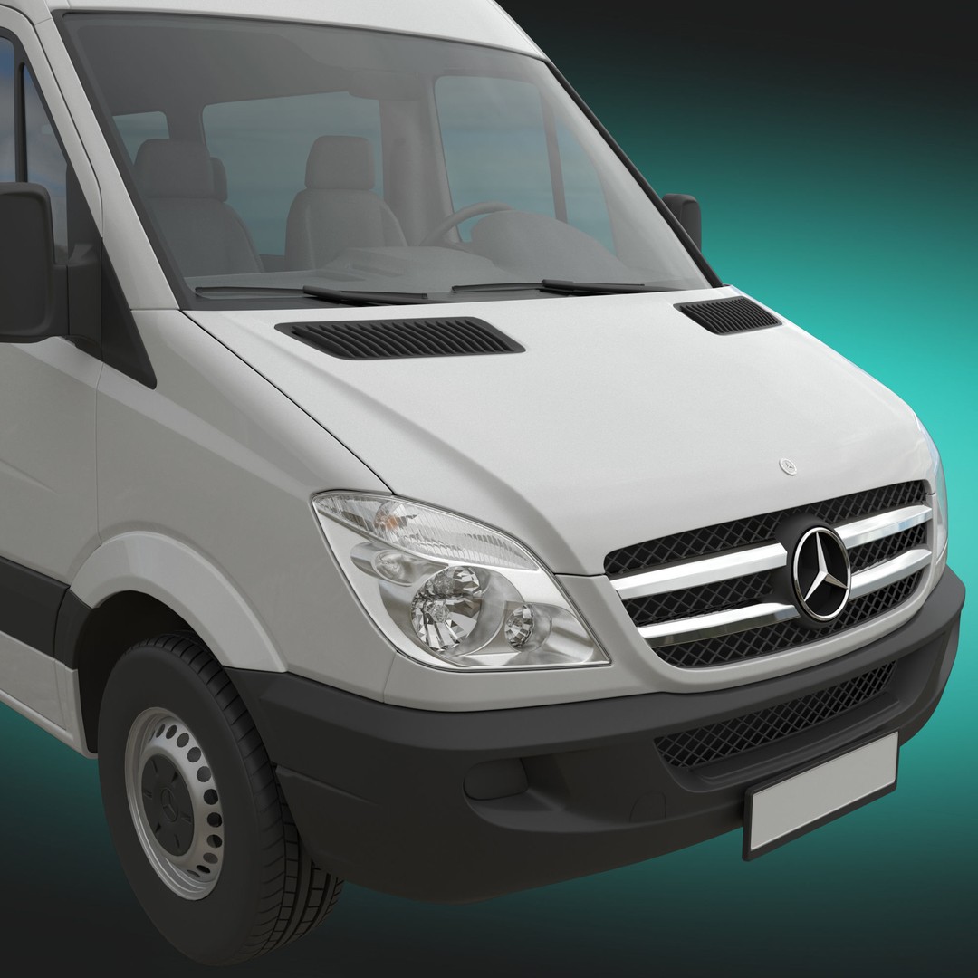 Mercedes-Benz Sprinter L2H2 3D Model – High Poly Minibus, FBX, OBJ - View 7