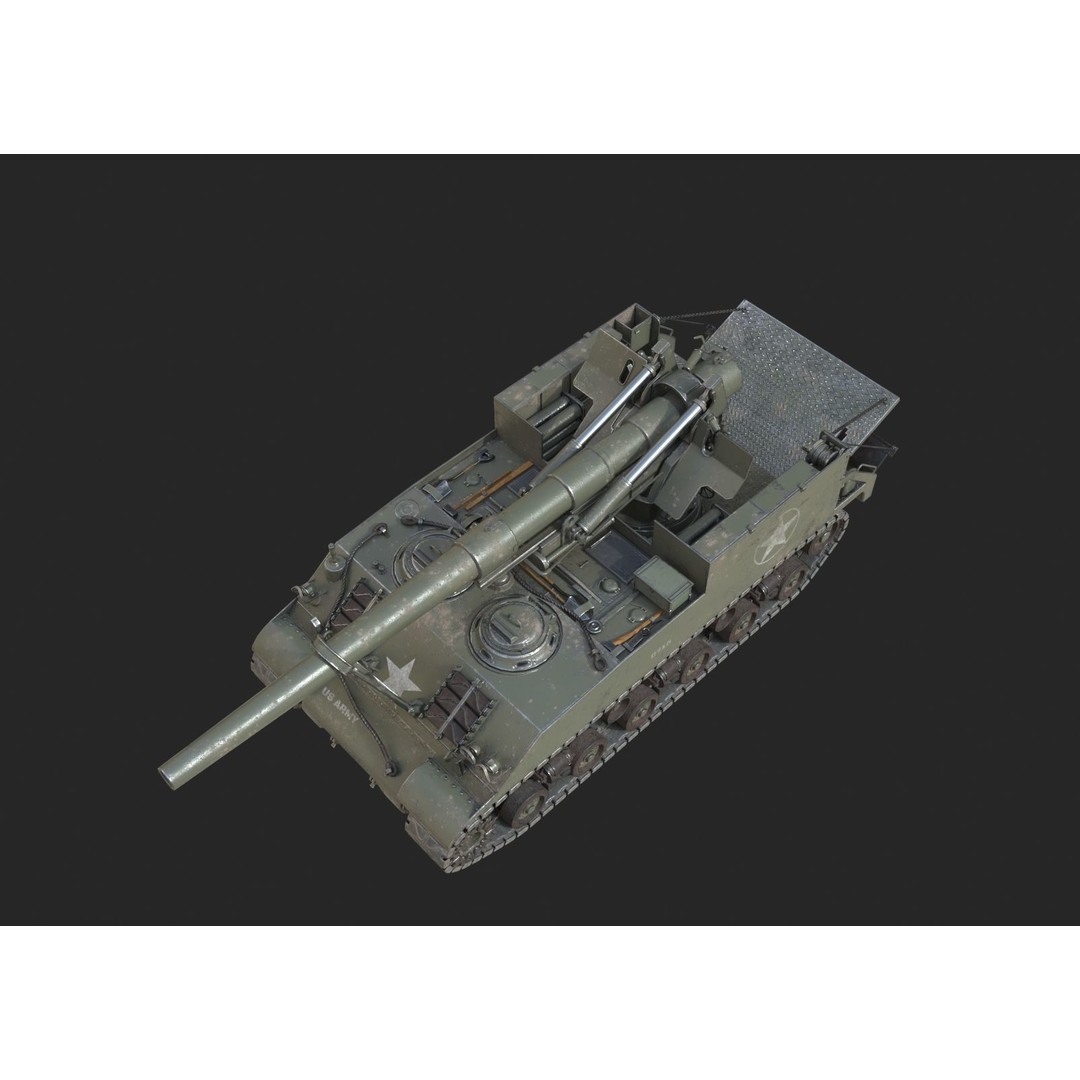 M40 Big Shot 3D Model – Low Poly Self-Propelled Howitzer, FBX - View 10