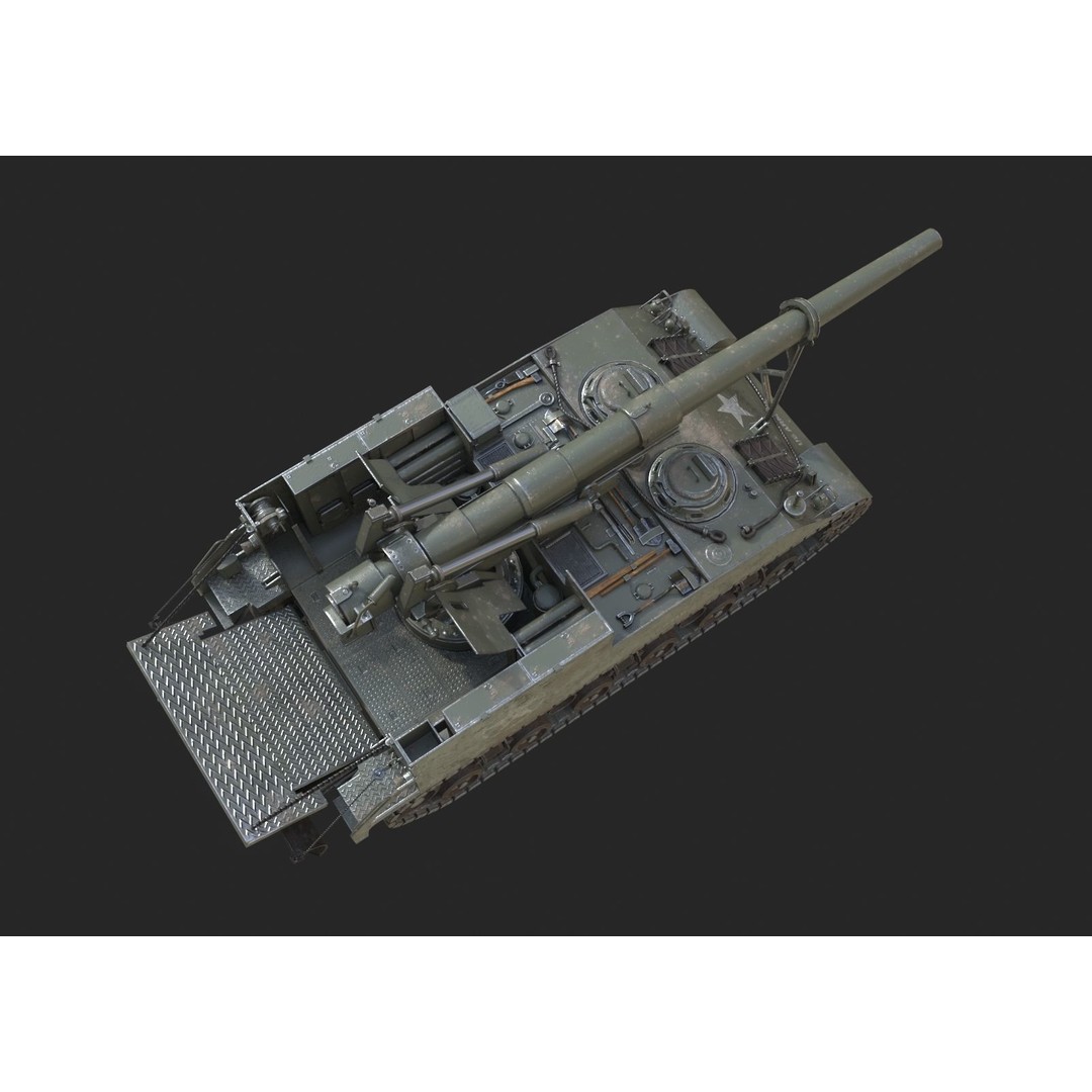 M40 Big Shot 3D Model – Low Poly Self-Propelled Howitzer, FBX - View 11