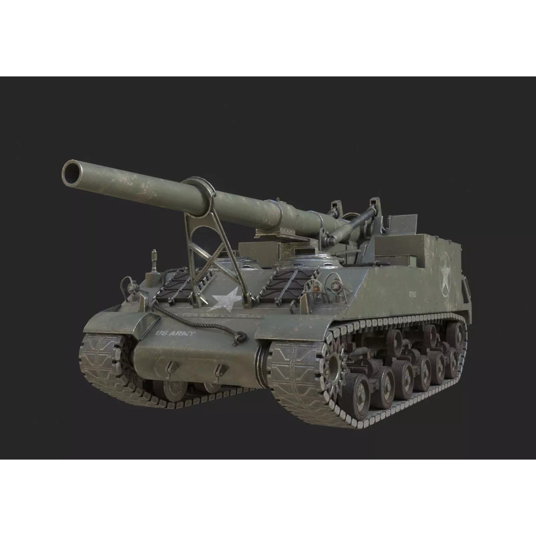 M40 Big Shot 3D Model – Low Poly Self-Propelled Howitzer, FBX - View 2
