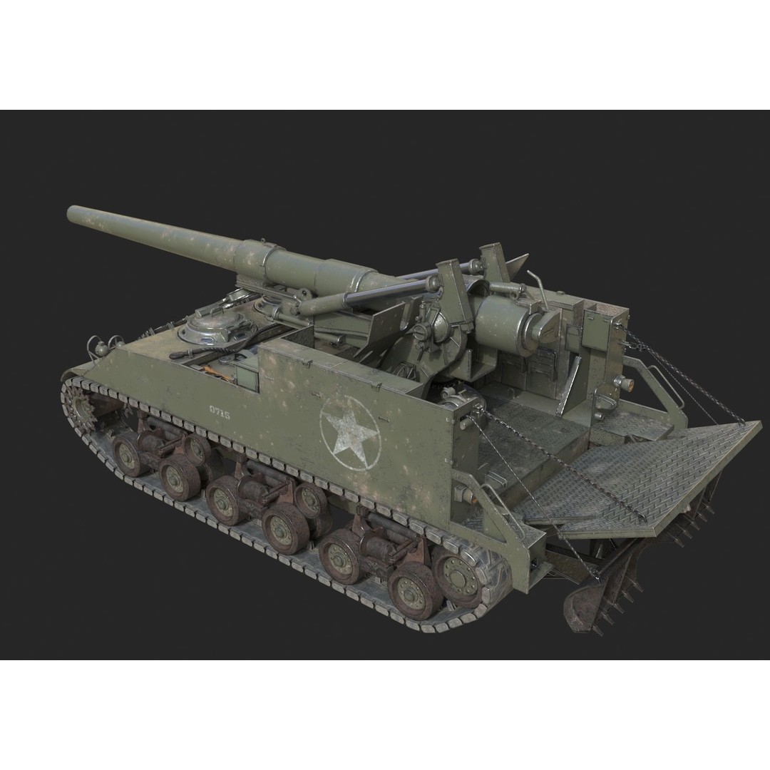 M40 Big Shot 3D Model – Low Poly Self-Propelled Howitzer, FBX - View 3