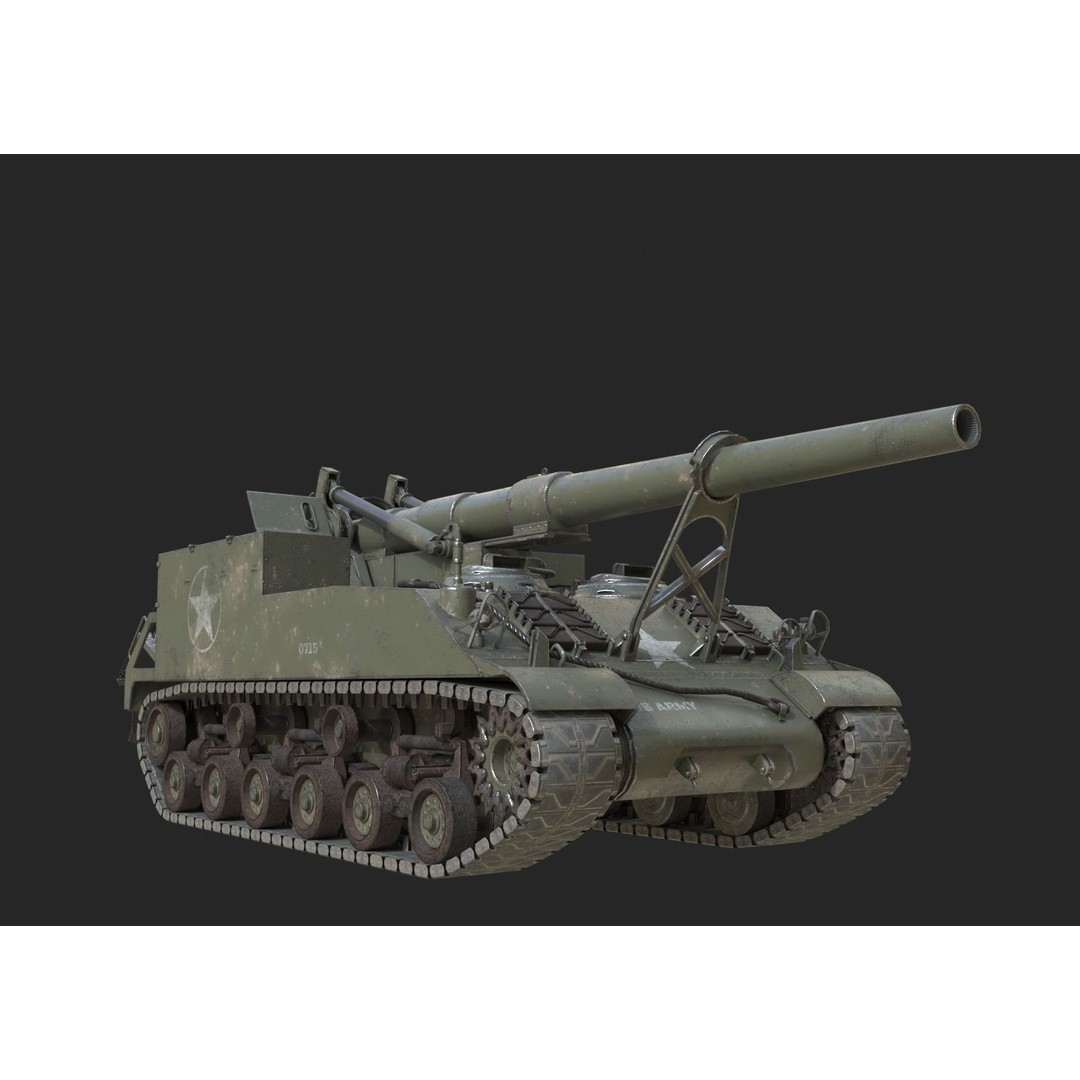 M40 Big Shot 3D Model – Low Poly Self-Propelled Howitzer, FBX - View 4