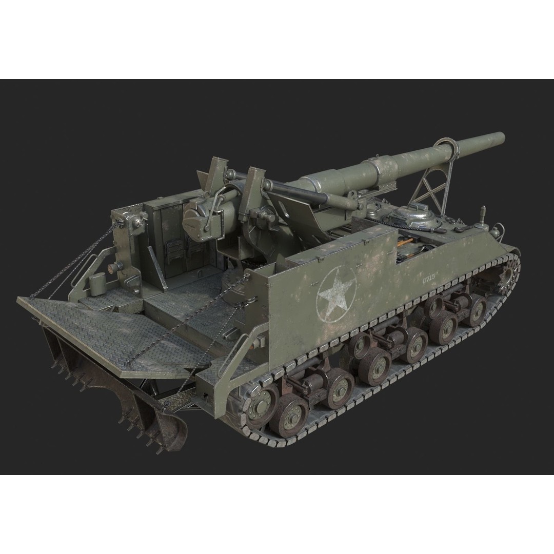 M40 Big Shot 3D Model – Low Poly Self-Propelled Howitzer, FBX - View 5