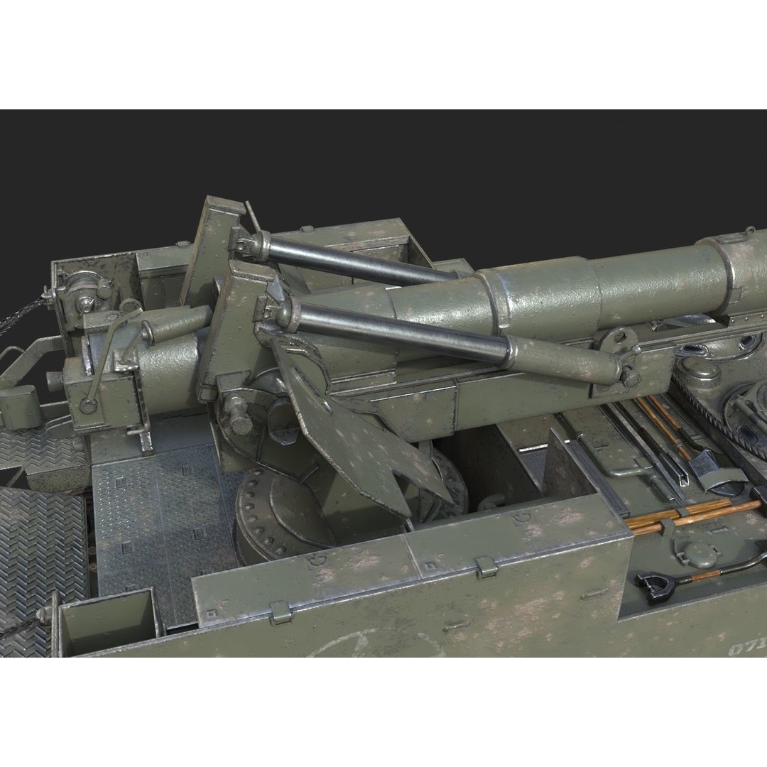 M40 Big Shot 3D Model – Low Poly Self-Propelled Howitzer, FBX - View 6