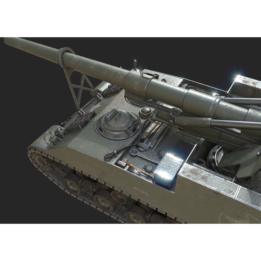 M40 Big Shot 3D Model – Low Poly Self-Propelled Howitzer, FBX - View 7