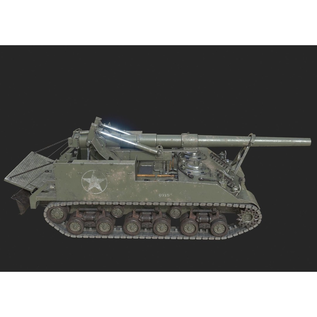 M40 Big Shot 3D Model – Low Poly Self-Propelled Howitzer, FBX - View 8
