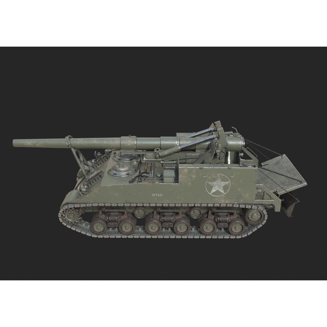 M40 Big Shot 3D Model – Low Poly Self-Propelled Howitzer, FBX - View 9