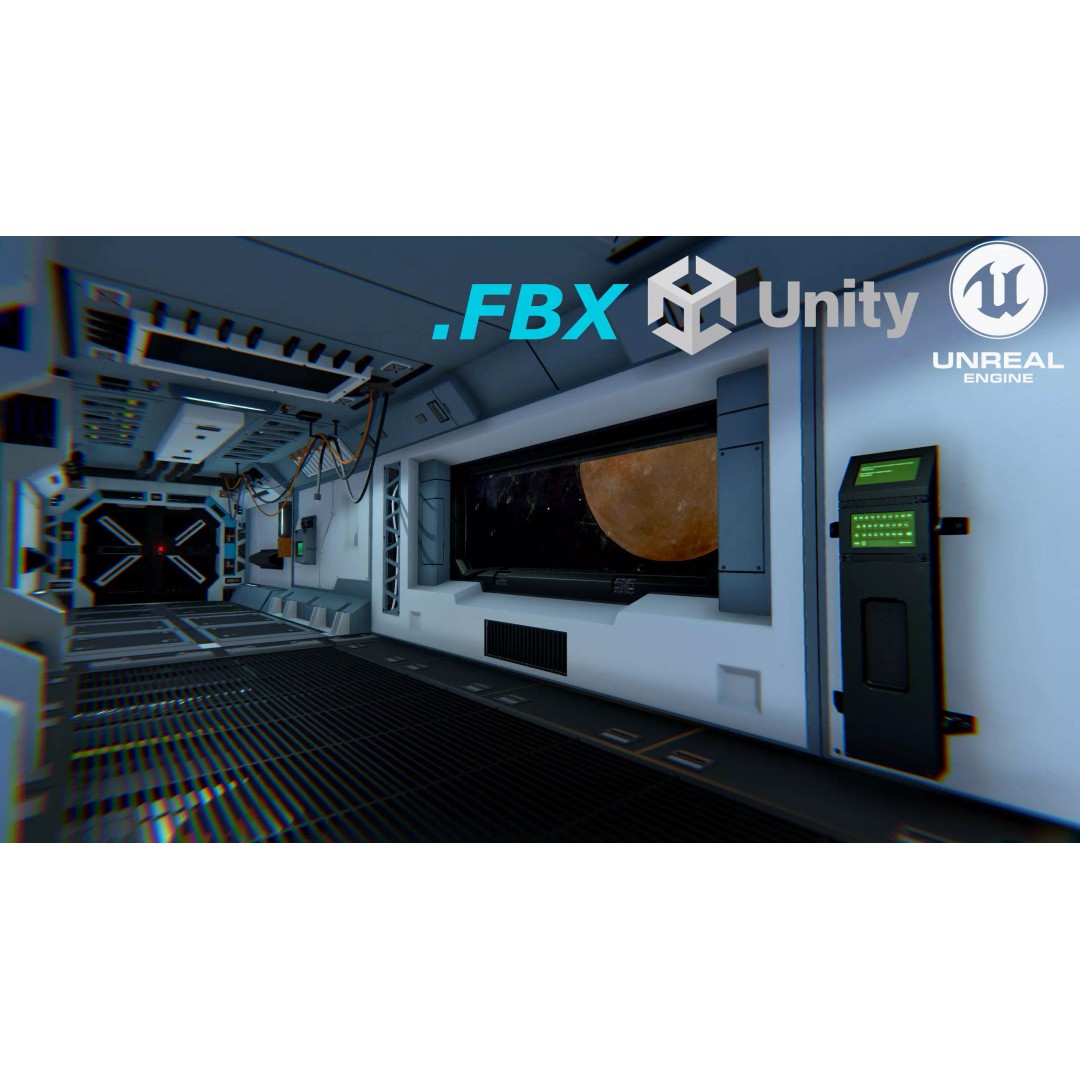Modular Sci-Fi Interior Pack 3D Model – Low Poly Game Asset, FBX - View 2