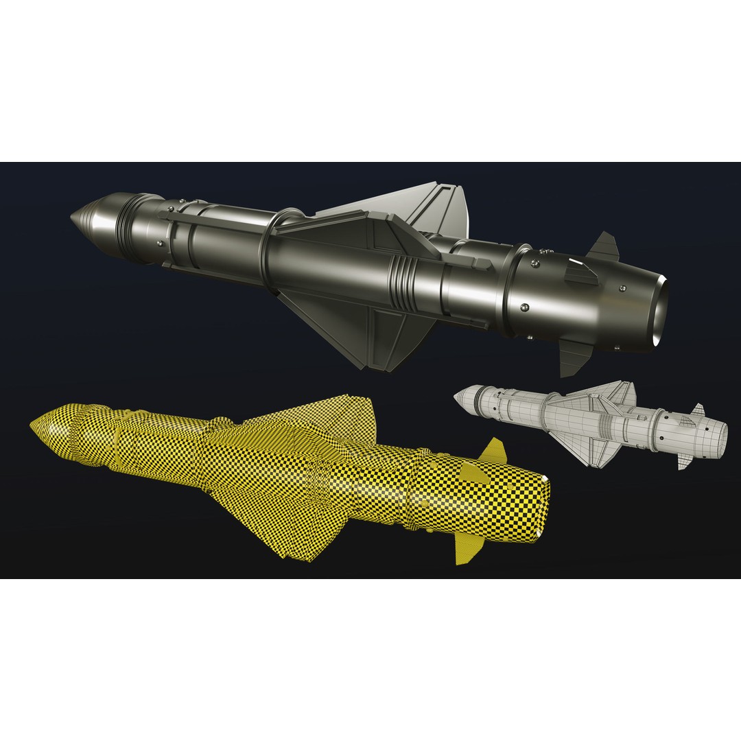 Rocket 3D Model – Low Poly Military Asset with PBR Textures - View 4