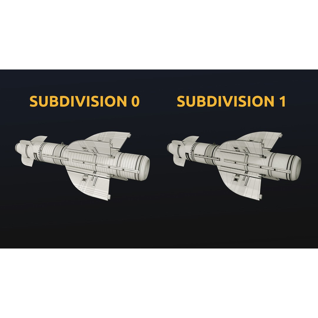 Rocket 3D Model – Low Poly Military Asset with PBR Textures - View 45