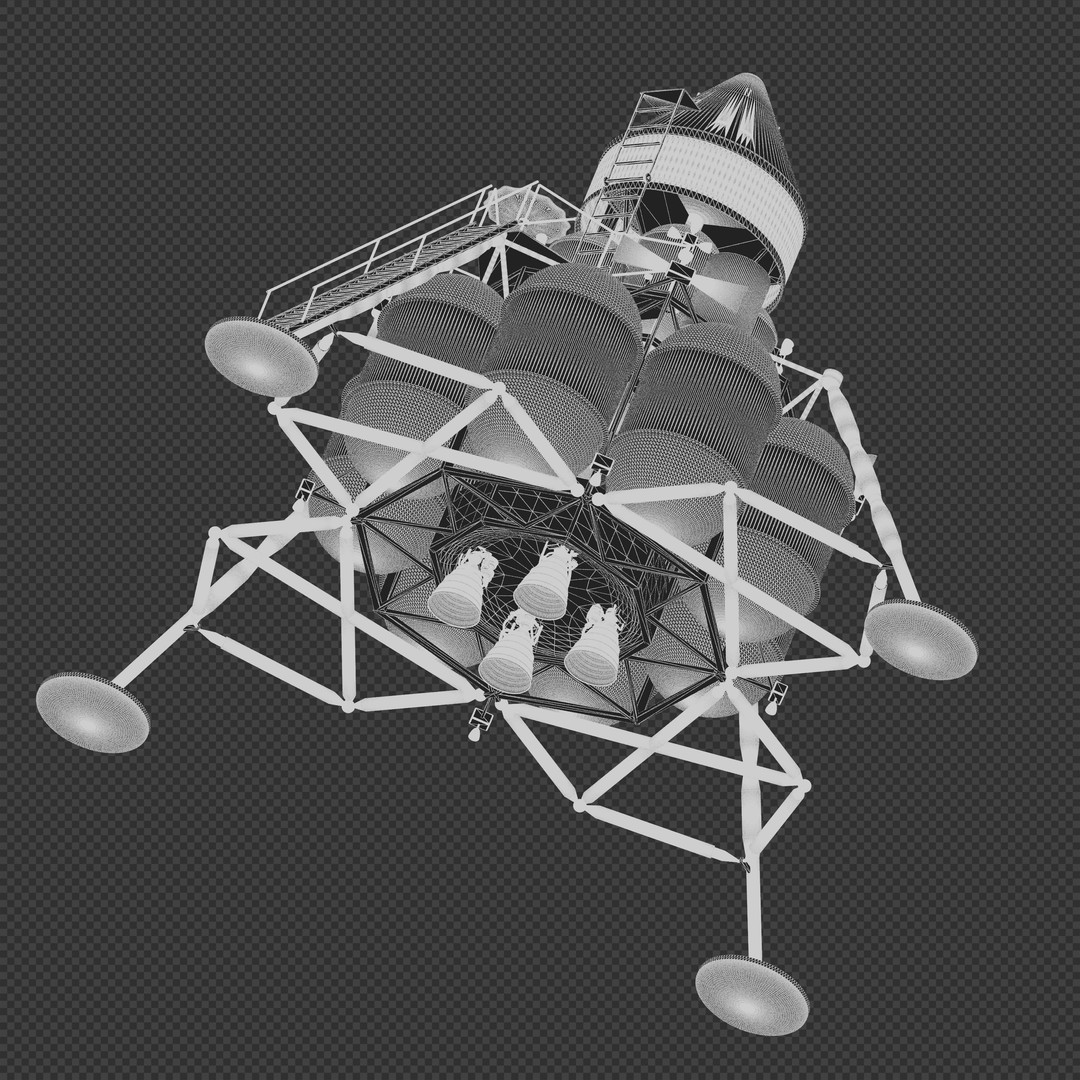 First Lunar Outpost Piloted Lander 3D Model – High Poly Game Asset, Blender