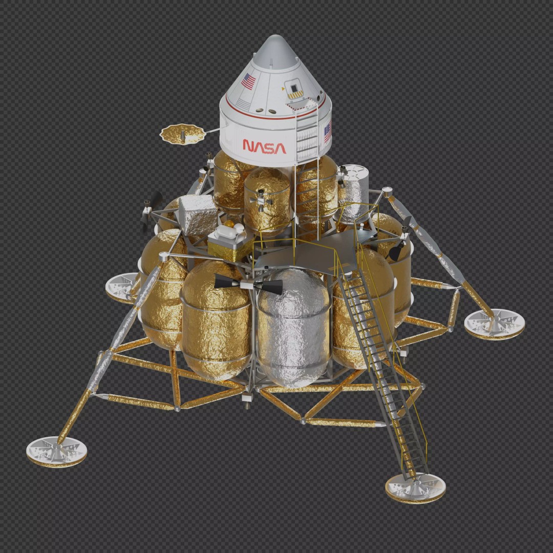 First Lunar Outpost Piloted Lander 3D Model – High Poly Game Asset, Blender - View 2