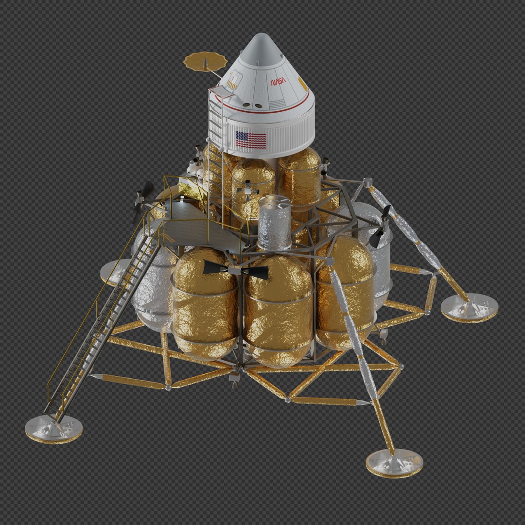 First Lunar Outpost Piloted Lander 3D Model – High Poly Game Asset, Blender - View 3