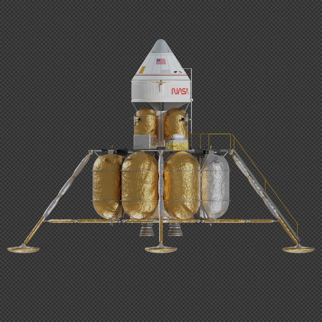 First Lunar Outpost Piloted Lander 3D Model – High Poly Game Asset, Blender - View 4