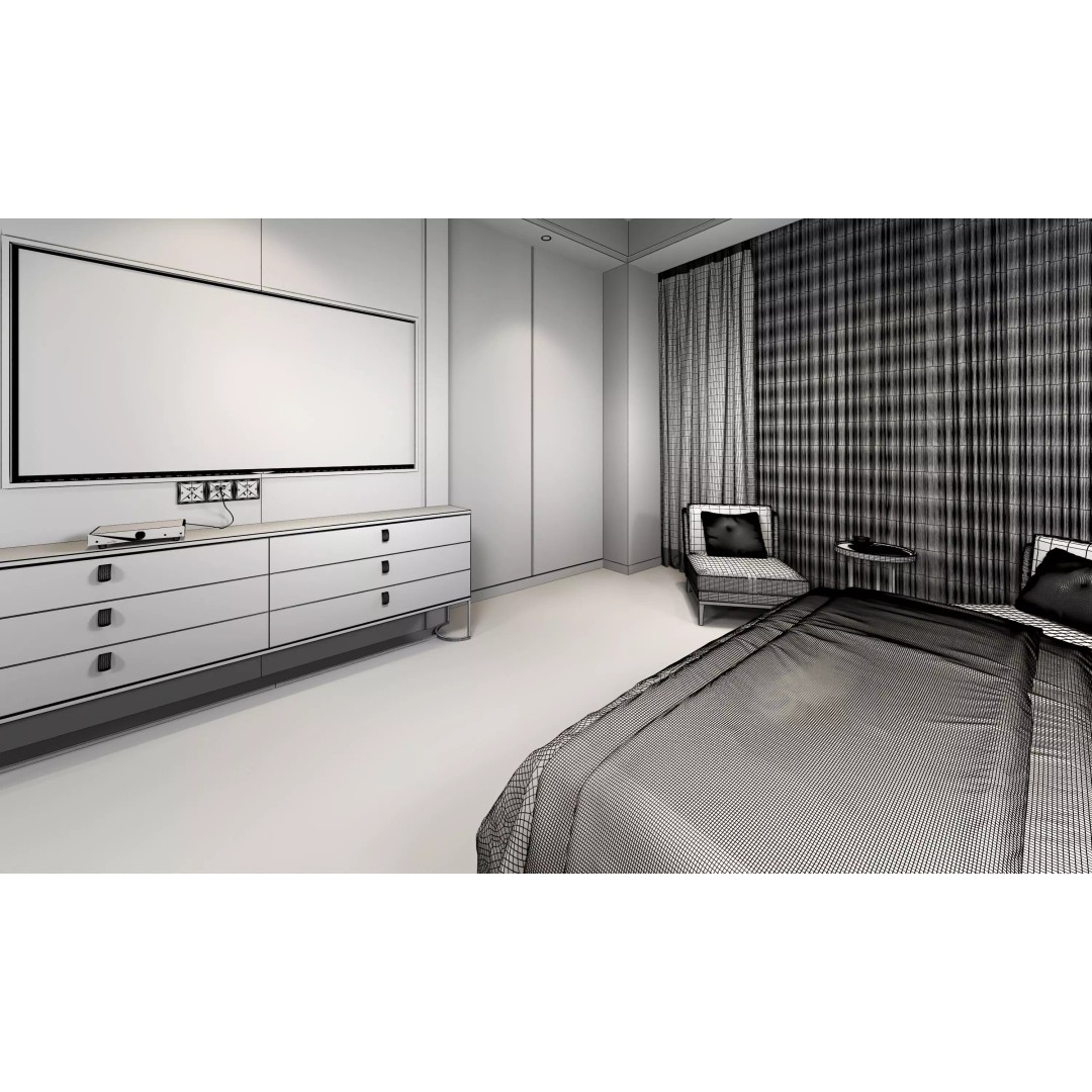 Hotel Bedroom 3D Model – Low Poly Interior Design, FBX & OBJ - View 16