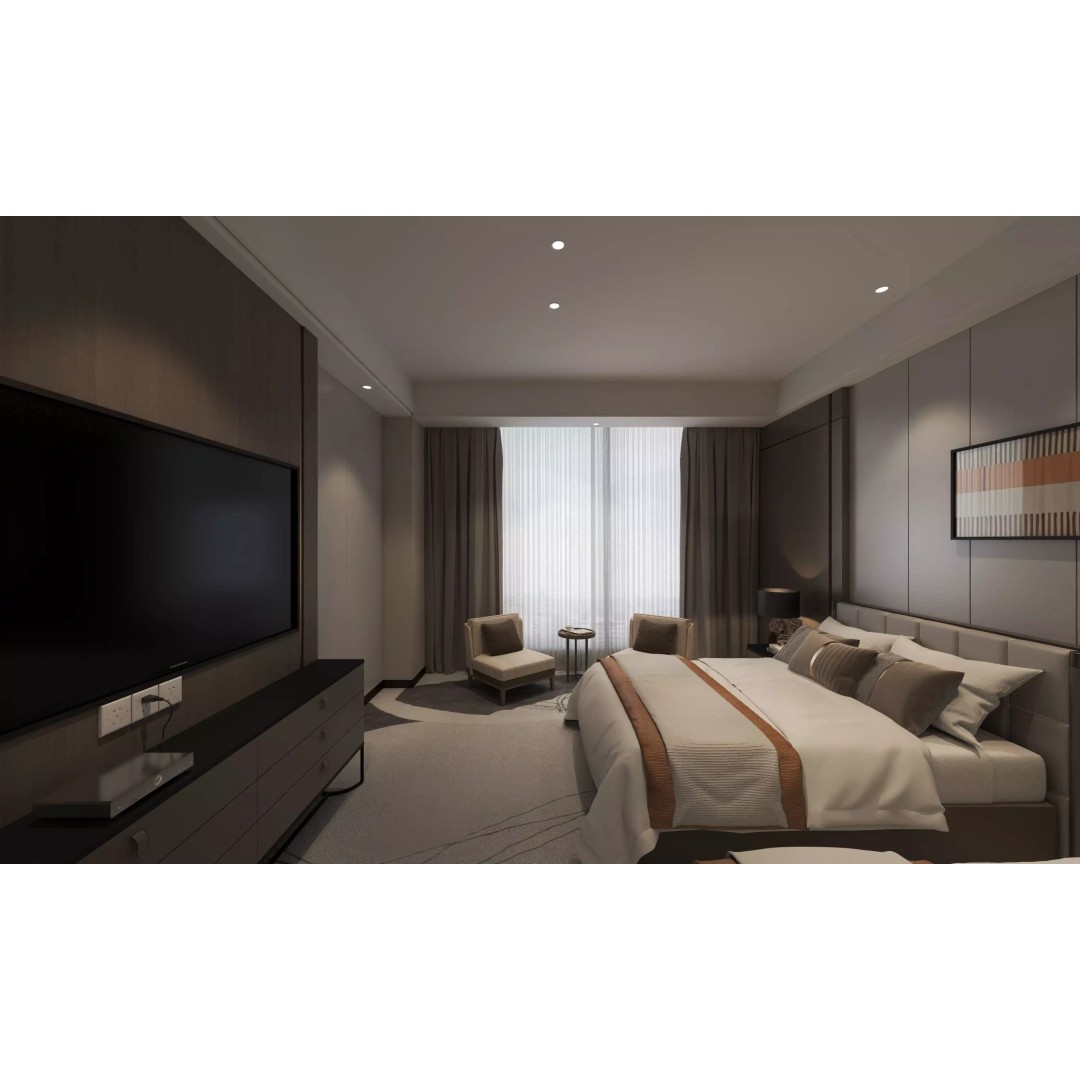 Hotel Bedroom 3D Model – Low Poly Interior Design, FBX & OBJ - View 2