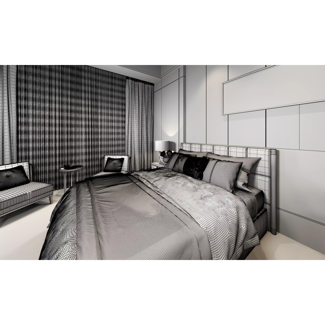 Hotel Bedroom 3D Model – Low Poly Interior Design, FBX & OBJ - View 20