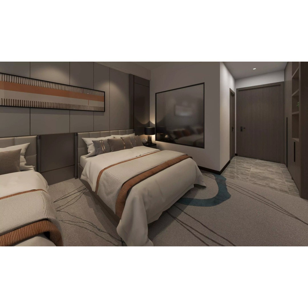 Hotel Bedroom 3D Model – Low Poly Interior Design, FBX & OBJ - View 6