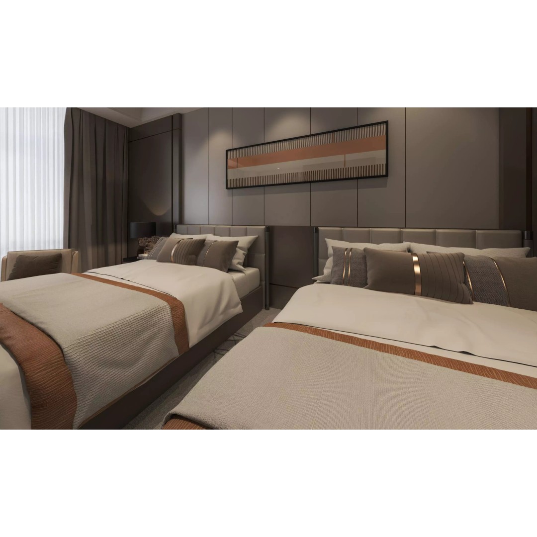 Hotel Bedroom 3D Model – Low Poly Interior Design, FBX & OBJ - View 8