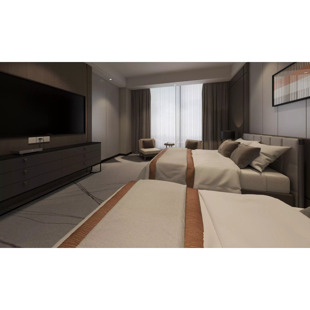 Hotel Bedroom 3D Model – Low Poly Interior Design, FBX & OBJ - View 9
