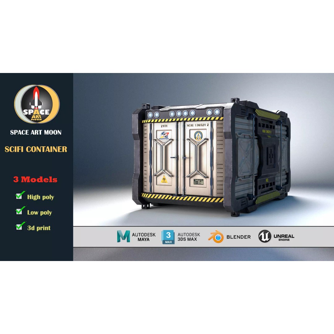 Container 3D Model – Low Poly PBR Asset for Games, FBX - View 2