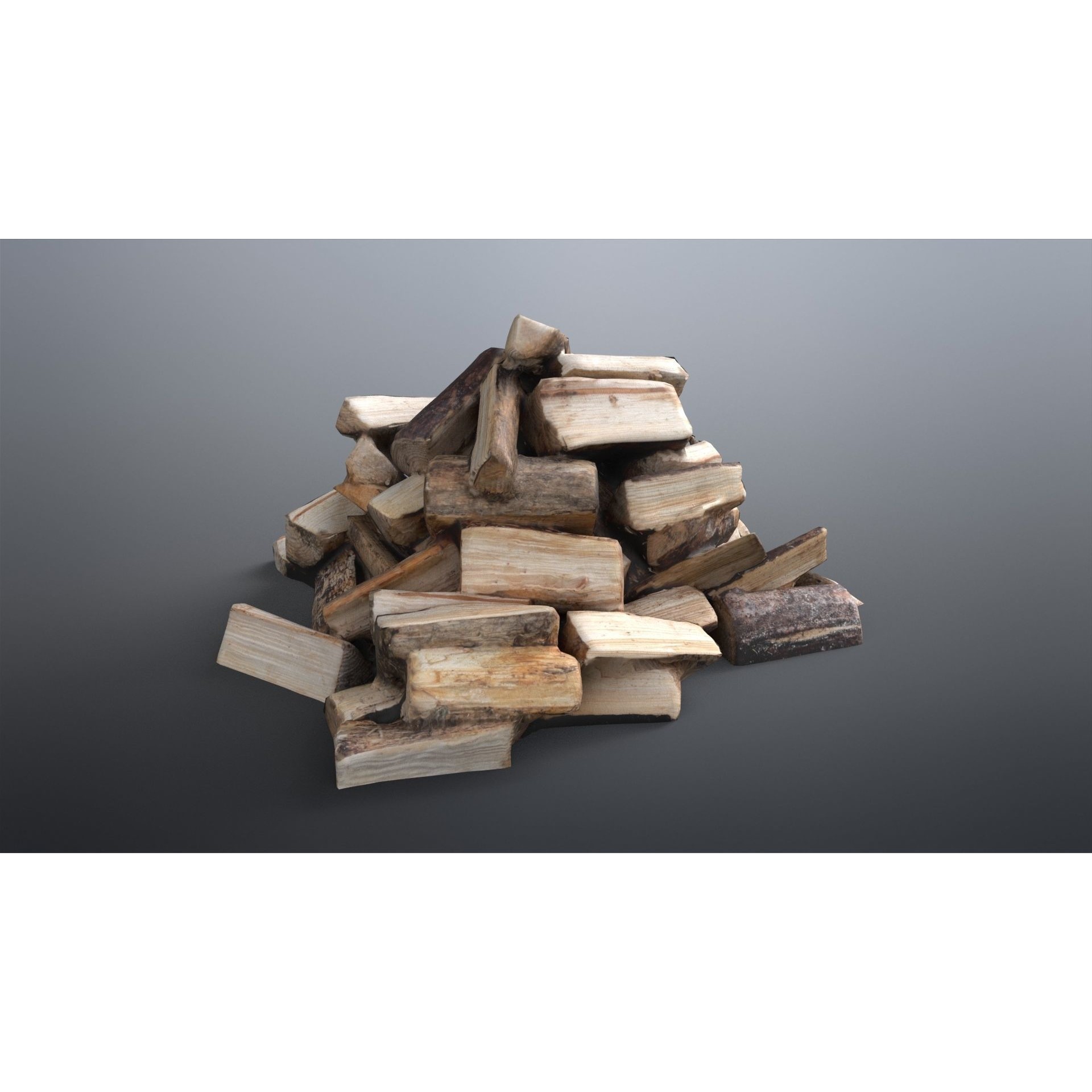 Firewood - Low-Poly Game-Ready 3D Model - View 3
