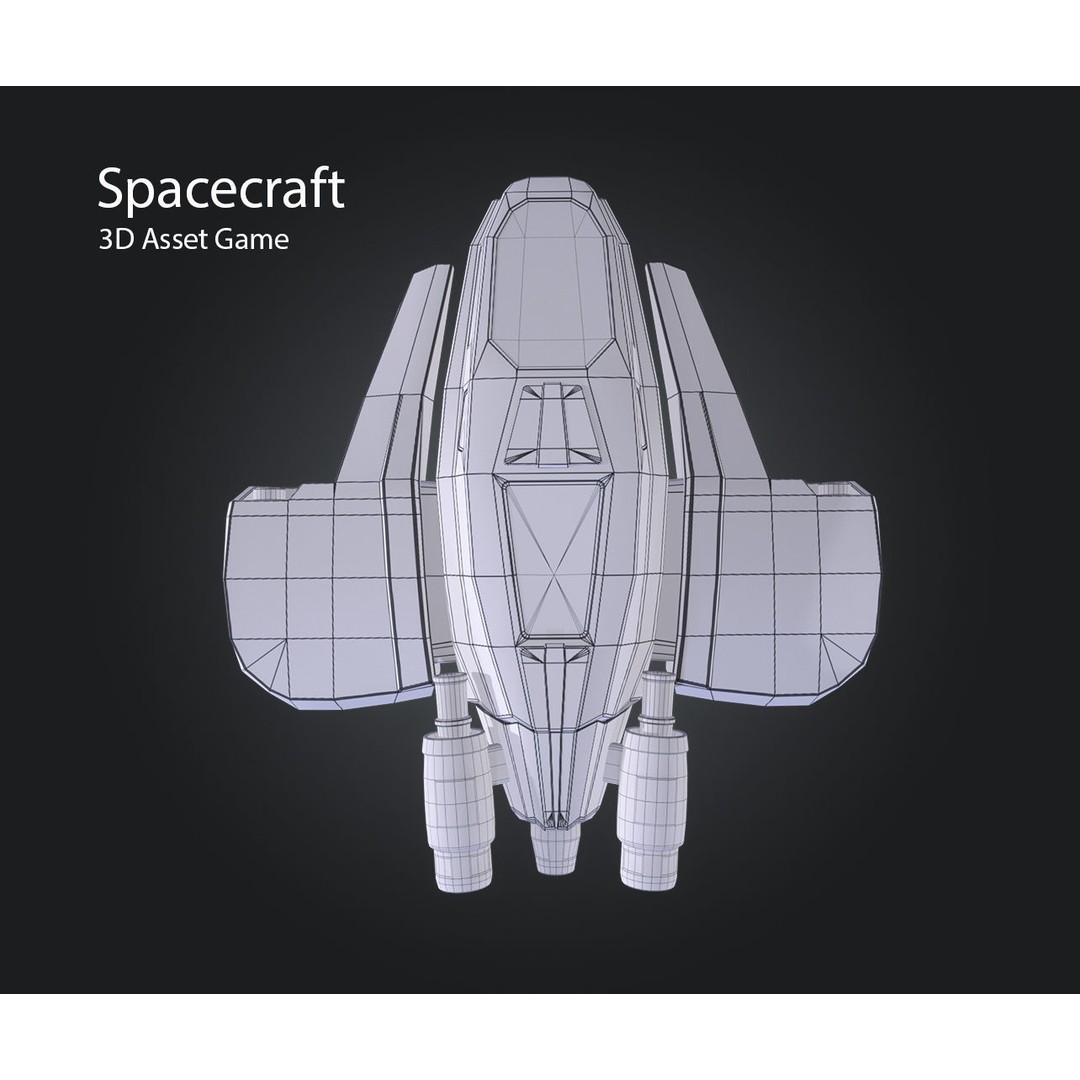 Spacecraft 3D Model – Low Poly Game Asset, PBR Textures, FBX - View 10