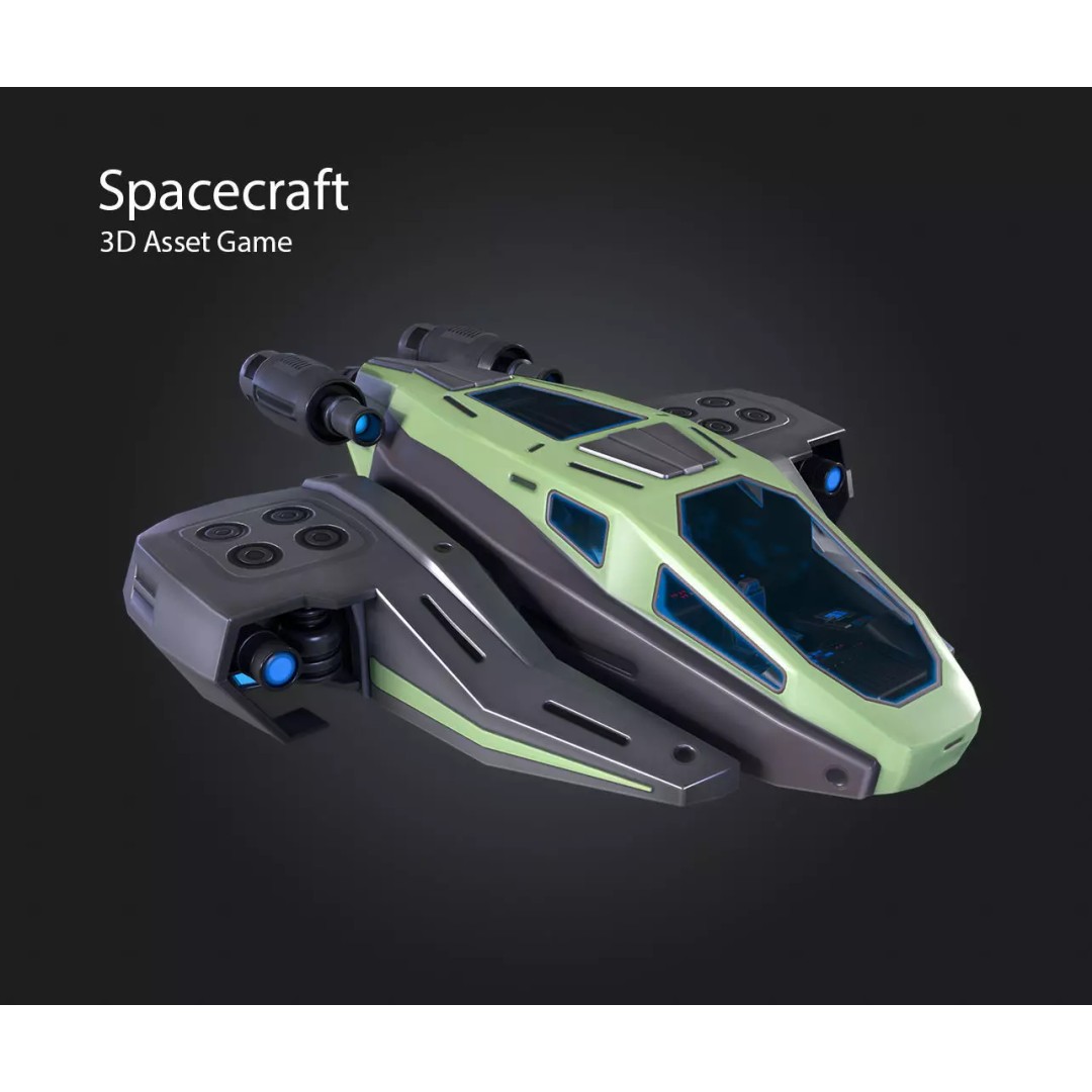 Spacecraft 3D Model – Low Poly Game Asset, PBR Textures, FBX - View 2