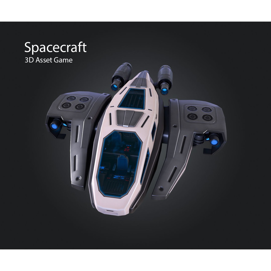 Spacecraft 3D Model – Low Poly Game Asset, PBR Textures, FBX - View 3