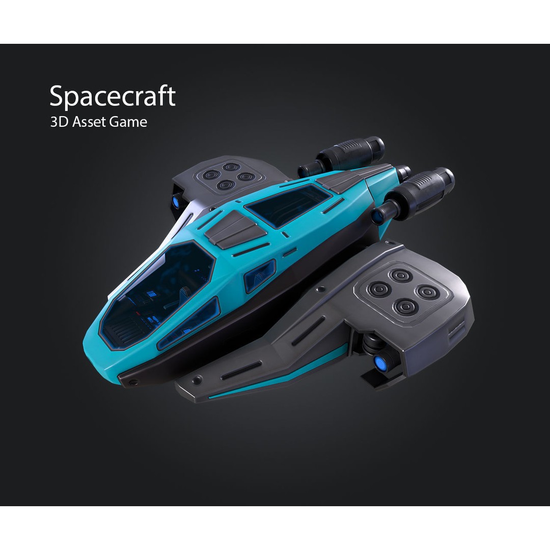 Spacecraft 3D Model – Low Poly Game Asset, PBR Textures, FBX - View 4