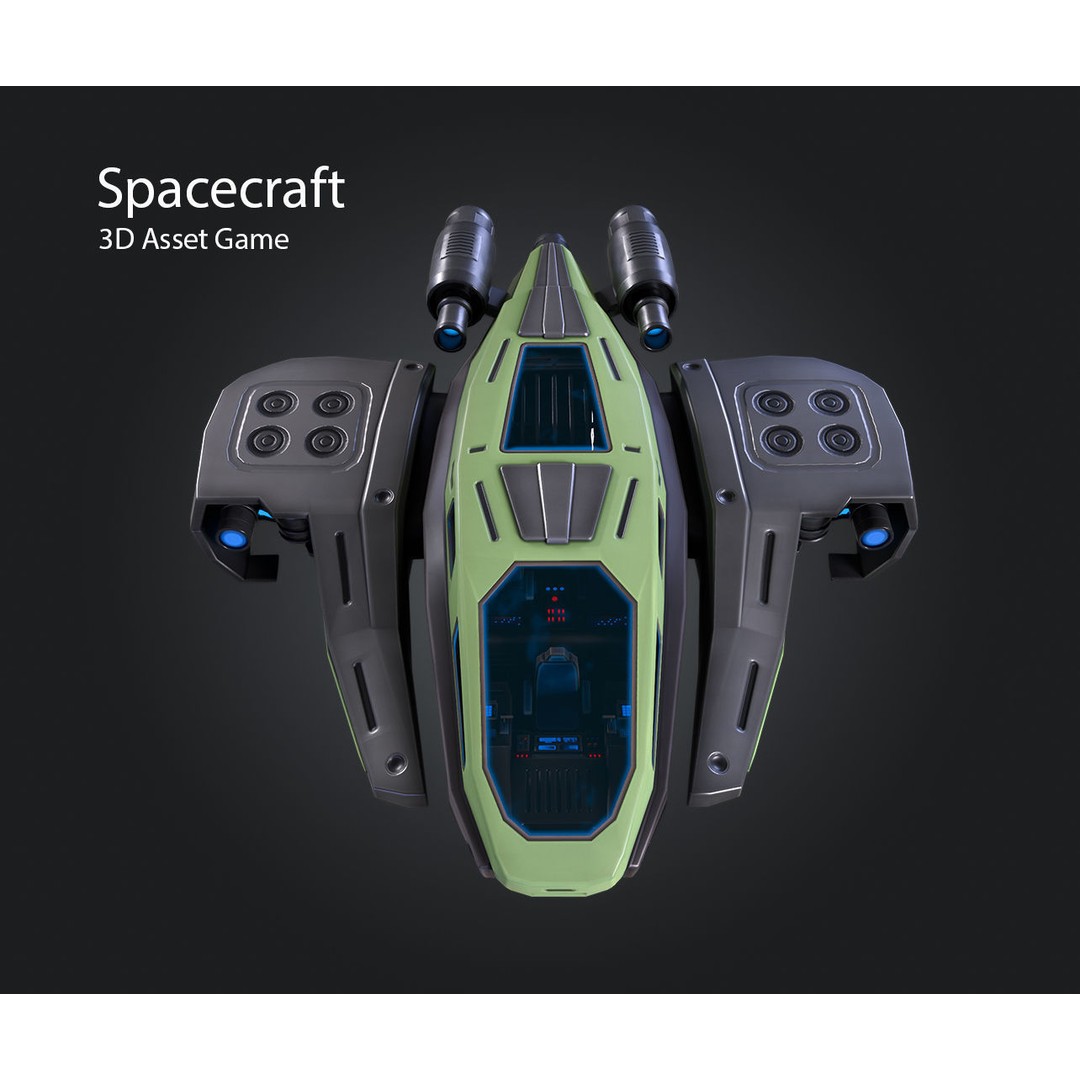 Spacecraft 3D Model – Low Poly Game Asset, PBR Textures, FBX - View 5