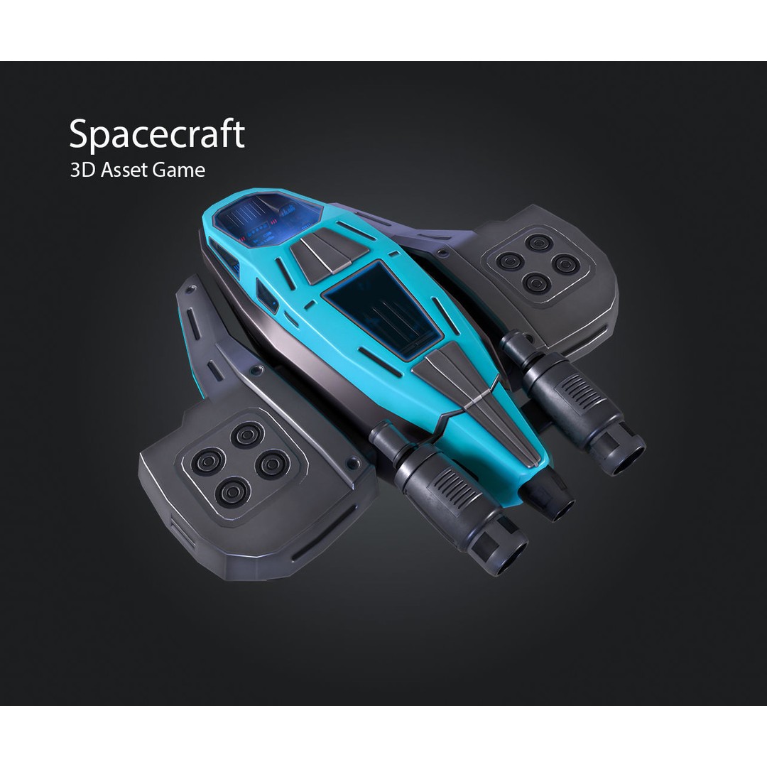 Spacecraft 3D Model – Low Poly Game Asset, PBR Textures, FBX - View 6