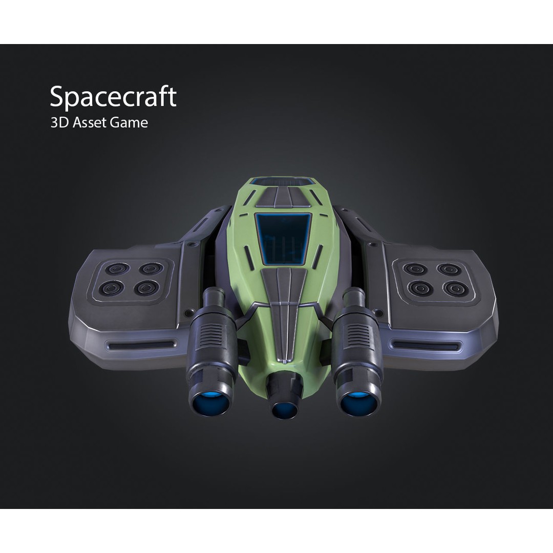 Spacecraft 3D Model – Low Poly Game Asset, PBR Textures, FBX - View 8