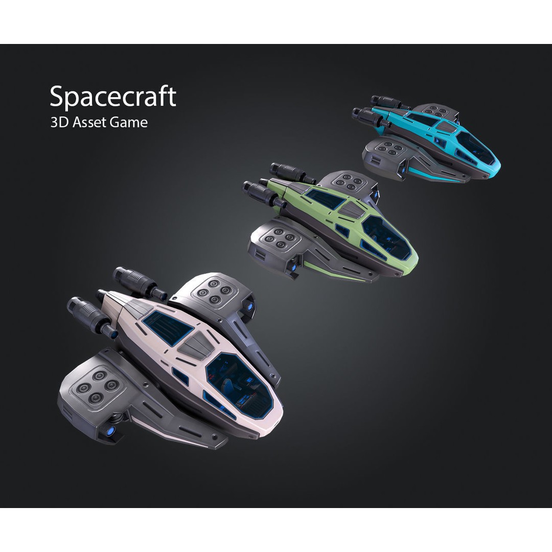 Spacecraft 3D Model – Low Poly Game Asset, PBR Textures, FBX - View 9