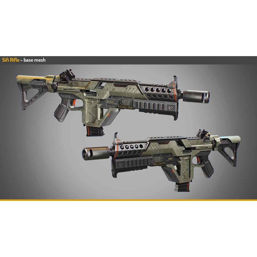 Sci-Fi Weapon 3D Model – Low Poly Game Ready Asset, FBX & OBJ - View 3